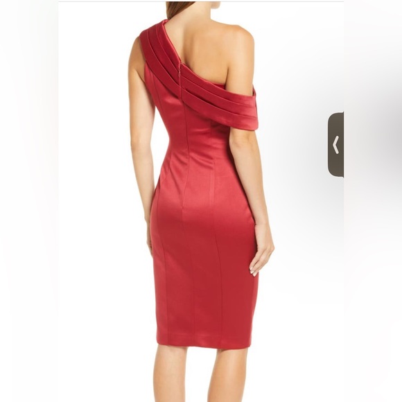 PLEATED ONE-SHOULDER SATIN DRESS - Picture 3 of 6